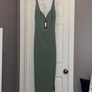 Nasty Gal, Plunge Down Maxi Dress, Sage, 12